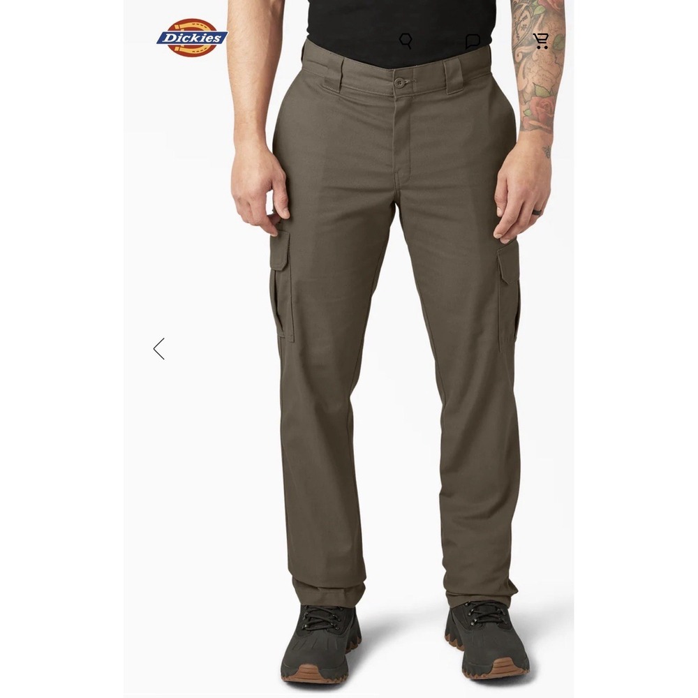 Dickies WP595 Men's FLEX Regular Fit Brown Cargo Workwear Pants 40x30 NWT
